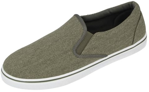 Mens Canvas Mesh Slip On Espadrilles Casual Low Top Plimsoll Trainers Size 7-12 (Khaki, UK Footwear Size System, Adult, Men, Numeric, Medium, 9)