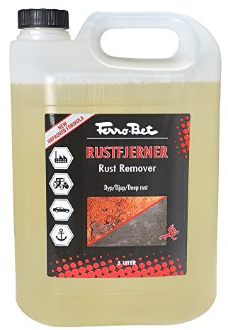 FERRO-BET Rust Remover Converter: Eliminates Corrosion from Metal, Converts Rust into a Ready To Paint Surface - Trusted Norwegian Product Since 1955 – 5L