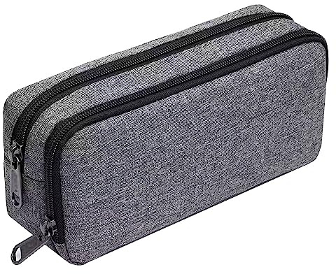 YXQSED Trousse pour Enfant, Grand Capacité Trousse Double Compartiment pour Garcon et Fille Ado College, Gris