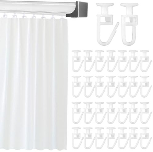 Amusingtao 100 Stück Gardinenhaken für Schienen Gardinengleiter für Innenlaufschienen Gardinenrollen Faltengleiter Vorhangschienen für Faltengleiter Gardinenschienen (Weiß)