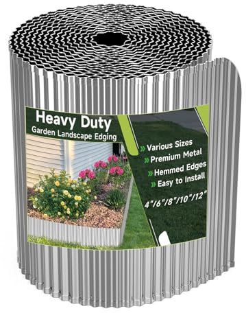 Gewellte Garteneinfassung, 30,5 x 6,8 m, verzinkter Stahl, Landschaftseinfassung und Rasenkante, Metall-Gartenumrandung für Blumenbeete, Garten, Rasen, Hochbeete und Baumumrandung (Silber)