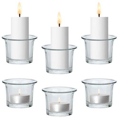 Marrakech Lot de 6 photophores vintage en verre de 6 cm de haut – Bougeoirs et photophores comme décoration de Noël et de salon – Bougeoirs exquis pour bougies chauffe-plat