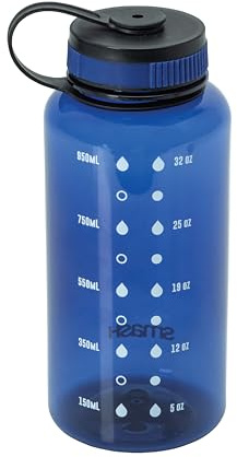 Smash 1 Litre Screw Cap Wide Mouth Water Bottle with Water Markings, Blue