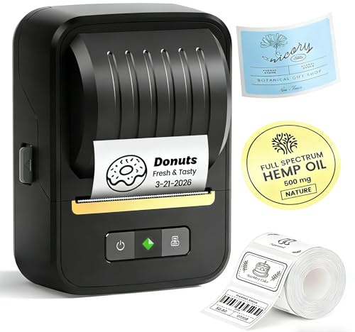 Anycash Label Maker Machine with Tape, 2 Inch Portable Bluetooth Label Makers, N20 Wireless Thermal Label Printer for Small Business, Office, Home, School, Barcode Address Logo Labeler for Phone