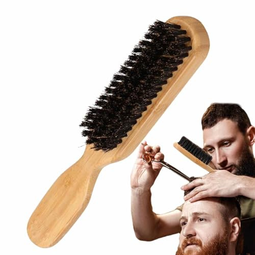 Skäggborste - Skäggborste | Paddling hårborste | Handtag med | vildsvinsborst och nylon, bana & mustaschkam för män