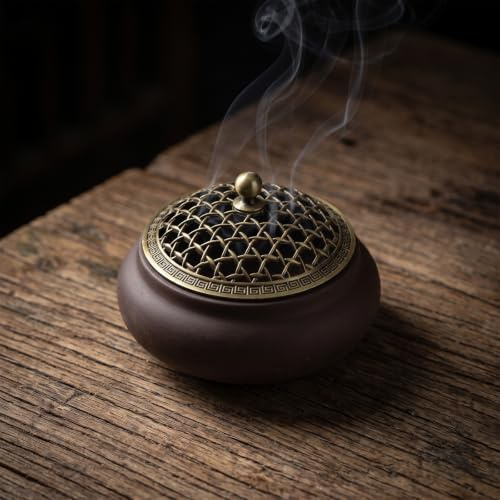 Keramisk rökelsebrännare vintage rökelsebrännare med filt brandsäker matta, trebent keramisk rökelseskål för meditation, yoga och aromaterapi, brandsäkert rökelsekärl vardagsrum kontor dekoration