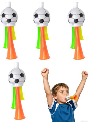 QEQSHQO Trombette da Stadio 4 Pezzi Vuvuzela Potenti per Tifosi di Calcio, Corni in Plastica per Feste, Mondiali ed Eventi Sportivi