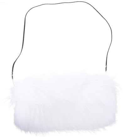 KAJNBN Hand Warmer Muff Faux Fur White Lightweight Portable with Lanyard Washable Winter Hand Muff for Winter