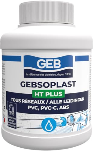 GEBSOPLAST HT PLUS colle pour tous les PVC souple, rigide et ABS, pression et évacuation, contact eau potable - Pot 250ml