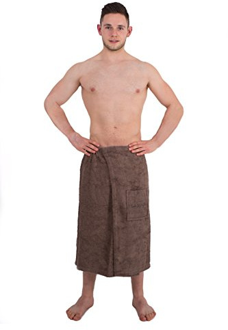 Julie Julsen Kilt da sauna da donna, con bottoni automatici e elastico, 100% cotone, Cotone, noce, 70 x 160 cm