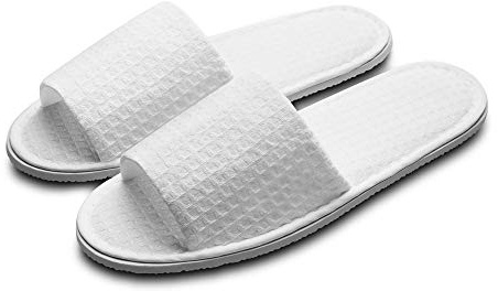 echoapple Two Size Fit Most Slippers - 10 Pairs of Open Toe Slippers for Spa, Party Guest, Hotel and Travel, Washable and Non-Disposable, Easily Foldable and Portable (Medium, White-10 Pairs)