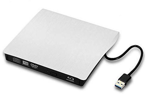 Juanery External Blu Ray DVD Drive Portable USB 3.0 CD 3D Blu-Ray Player Burner BD-ROM Reader for Mac, Windows 10, Laptop, PC (White)
