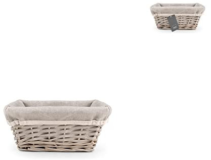 H&H Cestino Pane Quadrato, Vimini, 21cm