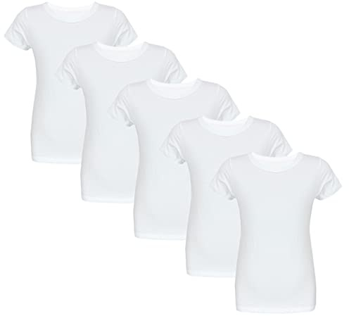 TupTam Canottiera Bambino – Set 5 Canottiere Maniche Corte, 100% Cotone, Morbide e Traspiranti, Bianco, 104-110