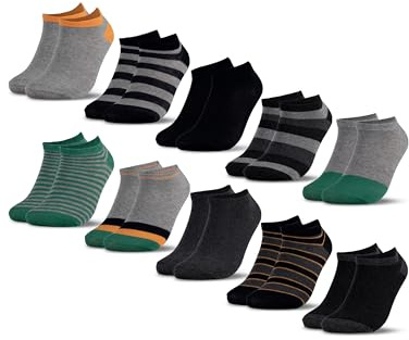 Occulto ankle strumpor pojkar & flickor 10 pak (modell: Mikl) Grön Grå 31-34