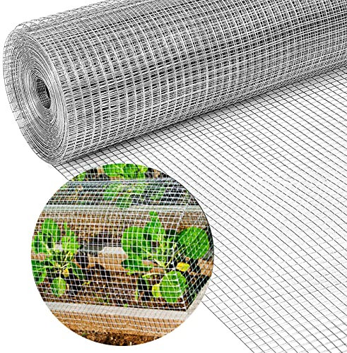 Rat Mesh Rodent Proofing Galvanised Wire Mesh Roll, 1x1 Welded Wire Mesh Aviary Fence Rabbit Hutch Chicken Coop Hardware Cloth Garden Barrier, Stop & Prevent Mice & Mouse Access (3ft x 49ft Roll)