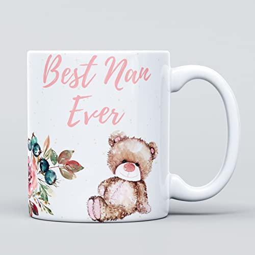 Panther Print Teddy Bear Best Nan Grandma Ever Large Heavy Duty Ceramic Novelty Funny Coffee Mug, Cup for Women, Girls & Females – Gift for Birthday, Christmas Mothers Day - Home Kitchen