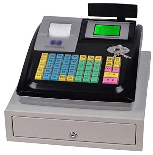 Elektronische Kasse,Restaurant POS-Kasse 48 Tasten,Supermarkt Kiosk Einzelhandel Kassensystem,Kassensystem für den Einzelhandel und Registrierkassenschublade,Registrierkasse für kleine,Black-220V