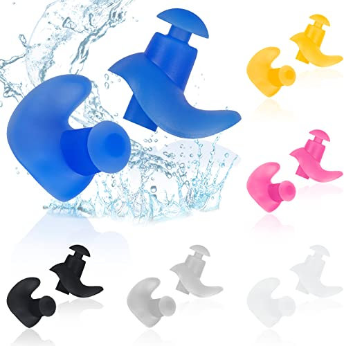ACWOO Schwimm Ohrstöpsel, 6 Paar Wiederverwendbare Weich Silikon Ohrstöpsel Ohrschutz, Silikon Ohrstöpsel Schwimmen, Kinder Erwachsene für Duschen Schwimmen Surfen Schnorcheln Wassersportarten