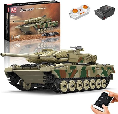 Mould King 20020 Technik Leopard 2 Tank Panzer Ferngesteuert MOC Modell Bausatz Geschenk, Erwachsene Kinder Spielzeug STEM