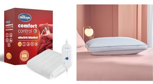 Silentnight Comfort Control Washable Electric Blanket - 3 Heat Settings & Luxury Hotel Collection Box Support Pillow – Firm Hotel Quality Back and Side Sleeper