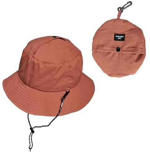 BUDUBIBI Chapeau de Plage et de Pêche Réglable pour Femme et Homme - Imperméable - Protection Solaires - Chapeau de Randonnée - Caramel, 55/58 cm