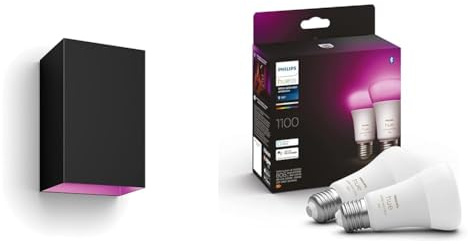 Philips Hue White & Color Ambiance Resonate Outdoor Wandleuchte (1.180 lm) & White & Color Ambiance E27 LED Lampen 2-er Pack (1100)