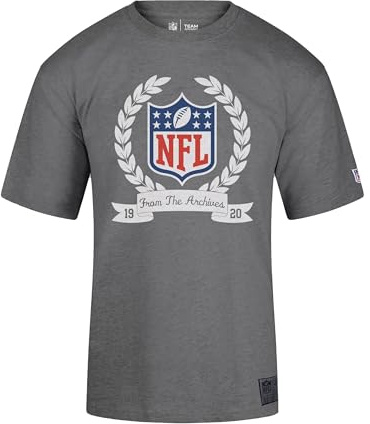 Recovered NFL Colour Shield from The Archives Heather Charcoal Relaxed T-Shirt - 4XL