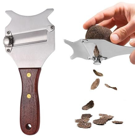 UYVPAER 1 Pezzi Tartufo Affetta,Affettatrice Per Cioccolato Regolabile Con Manico In Legno Affetta Per Formaggio Affettatartufi In Acciaio Inox Per Chocolate, Tartufi, Verdure E Formaggi