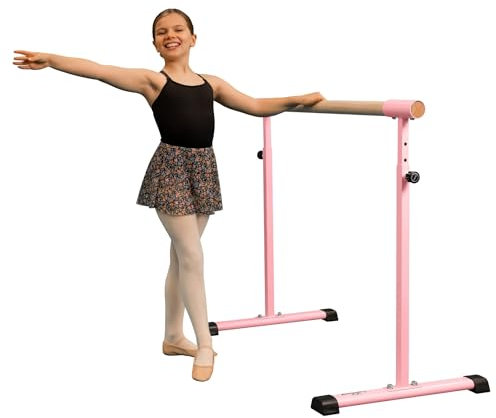 Cannons UK Ballettstange, freistehend, tragbar, 1,1 m Länge, 85–105 cm höhenverstellbar, rutschfeste Füße (Ballettstange), Rosa
