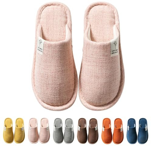 Pantoufles confortables pour femme - Fermé à l'avant - Légères et respirantes - En mousse à mémoire de forme - Chaussons plats - Pour chambre à coucher - Chaussons d'intérieur antidérapants