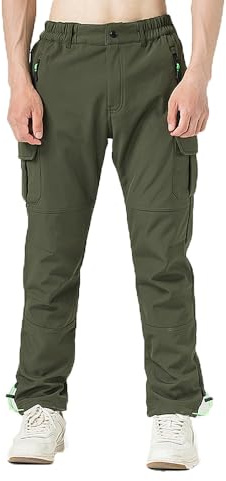 TONY BACKER Pantaloni da Trekking Uomo Escursionismo Multistasche shoftshell Impermeabile Invernali 1012 (IT, Testo, M, Regular, Regular, Verde)