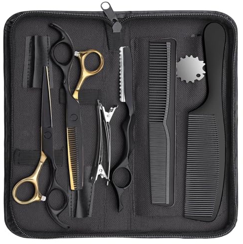 GREATRICH Forbice per Sfoltire i Capelli, Forbici Parrucchiere Professionali Barbiere, Set Professionale di Forbici per Capelli in Acciaio, Borsa per Parrucchieri, Principianti e Uso Domestico