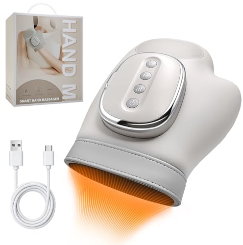 Masajeador de Manos Eléctricos con función de calentamiento y compresión, Muñecas y Palma, Masajeador inteligente de mano, 3 Modos 5 Niveles, Regalo para Hombres y Mujeres, Relaja las Manos