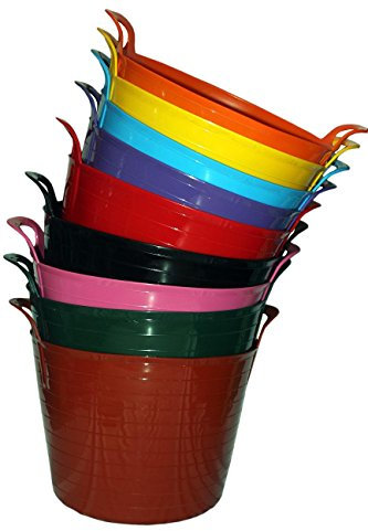 Srendi® 5 x 42 Litre Flexi Tub Storage Container Bucket Garden Laundry Durable Colours