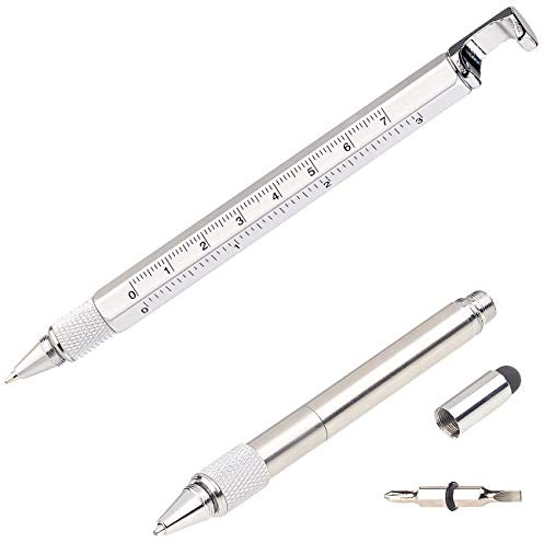 PEARL Multitool Kugelschreiber: 7in1-Kugelschreiber mit Touchpen, Schraubendreher, Lineal & mehr (7 Funktionen, Minitool, iPad)