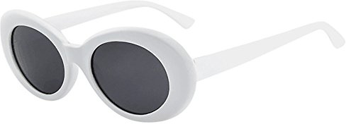 Toumett Clout Goggles Oval Mod Retro Vintage Sunglasses Round Lens - White - One size