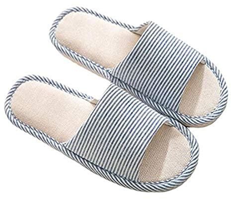 AioTio Femmes et Hommes Cotton Flax Casual Soft Light à Bout Ouvert Pantoufles Maison Confortables Et Respirables Antidérapant pour intérieur et extérieur