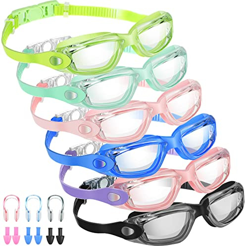Flutesan 6 Pcs Swim Goggles Swimming Equipment Swimming Goggles Sport Swimming Goggles for Women Men Adult Youth (Fresh Color)