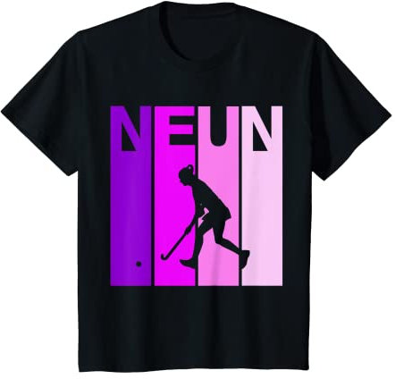Kinder Neunter 9 Geburtstag Feldhockey Hockeyspiel Hockey Mädchen T-Shirt