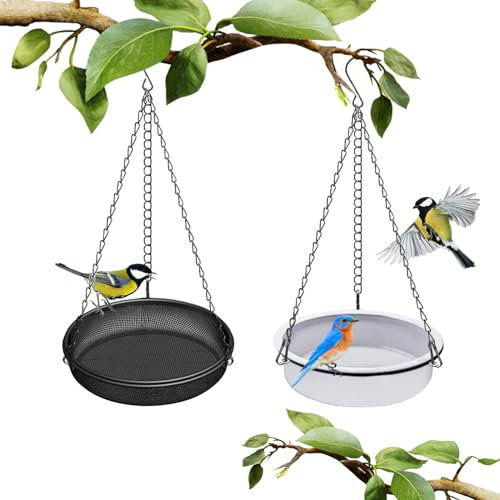 Vogelfutterspender Zum Aufhängen Metall, Vogelfutterhaus Edelstahl, Vogeltränke Hängend Kunststoff, Vogelbad Für Garten Balkon Deko Draußen, Futterhäuschen Für Vögel Wassertränke Bausatz (Schwarz)