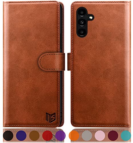 SUANPOT [RFID Schutz für Samsung Galaxy A54 5G Hülle PU Leder Handyhülle Lederhülle Klapphülle Kartenfach Flip Cover für Samsung A54 Handy hülle Leather Wallet Phone Case Hellbraun