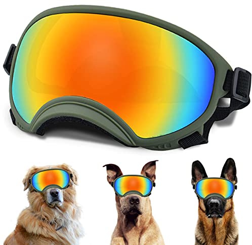 Dog Sunglasses, Dog Goggles with Adjustable Strap, UV Protection, Windproof, Suitable for Large Medium-Dogs, Dogs Eyes Protection
