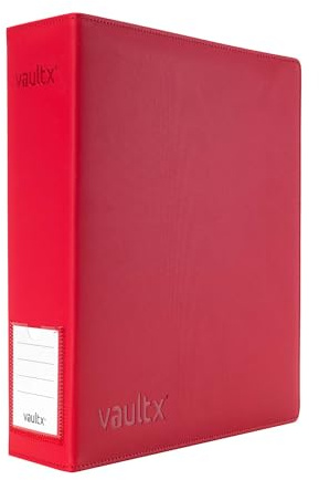 Vault X Raccoglitore a 3 Anelli per Carte da Collezione, Compatibile con Pagine a 9 Tasche, 900 Carte, Materiale Exo-Tec, Apertura Facile, Raccoglitore con Clip ad Anello D, TCG (Rosso, Grande)