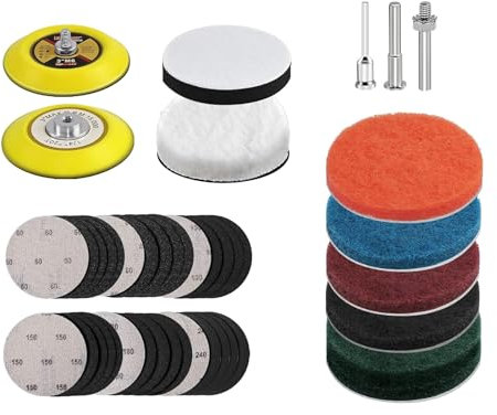 Lot de 42 kits de restauration de phares de voiture Disques de ponçage avec tampon de polissage en laine pour rajeunissement de phares de voiture