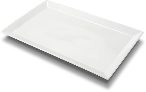 MIECOO Stort serveringsfat, 47 cm x 29 cm vit serveringsbricka, rektangulär porslinstallrik för fest, bröllop, födelsedag, underhållning, mat, förrätt, frukt, sushi, efterrätt