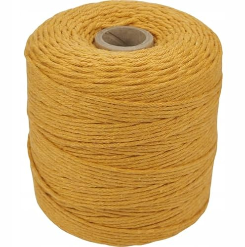29 Colors 3mm Braided Macrame 100% Cotton Cord Crafting, Jewelry Making & Rustic Home Décor String Rope Craft Project DIY Supply Soft Nartural Knotting Boho Decor Knitting (Mustard, 100m)