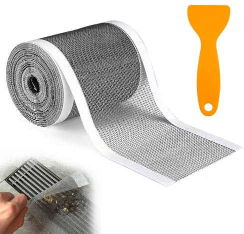 Drain Hair Catche, 7cm x 10m Rectangle Shower Drain Mesh, Disposable Shower Drain Mesh Sticker Rectangular Filter Sink Strainer with Plastic Spatula for Bathroom Kitchen