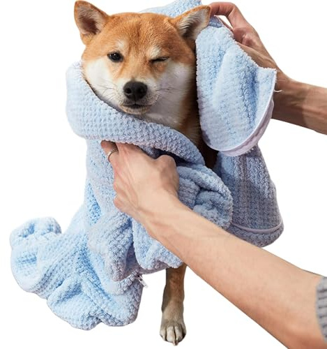 Absorberande hundbadrock - hundbadrock, absorberande handduk omsluter husdjuret efter badet | Snabbtorkande korall fleecehandduk, lätt att ta på och av, a