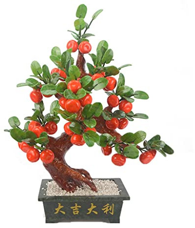 Jade Bonsaï Oranger Arbre Riche De Bon Augure Salon Ameublement Décoration Chanceux Méditation Décoration Cadeau Créatif Feng Shui Arbre (Taille : C)